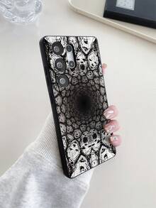 1pc Dark Gothic Style Full-Screen Ghost Face Painted Pattern, Black Matte Texture TPU Material Eye-Catching Anti-Drop Phone Case, Suitable As Gift For Boyfriend/Girlfriend, Compatible With Apple, Compatible With Samsung, OPPO, Vivo And Other Android Models - Multicolor - View 5