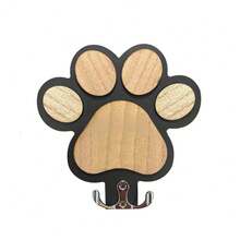 Paw Print Wooden Dog Leash Hanger Wall Hook For Collars & Coats Wood With Paw Design Leash Holder Claw Hook Gift For Dogs Lovers