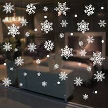 100 pezzi di decorazioni natalizie riutilizzabili a forma di fiocco di neve per finestre, adesivi statici per decorazioni festive, facili da applicare e rimuovere senza residui, in plastica, decorazioni natalizie da appendere alle pareti per uso esterno