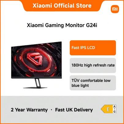 Xiaomi Gaming Monitor G24i 23.8" – 180Hz FHD Display With 1ms Response, 99% SRGB, HDMI & DP Ports, VESA Mount, Eye Care Low Blue Light, Ideal For PC/Console Gamers & Esports Setups