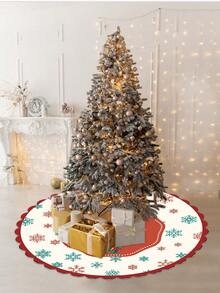 1 Piece Festive Christmas Tree Skirt, 36/48 Inch Polyester Holiday Ornaments, New Wavy Edge Design For Party & Home Decoration, Christmas Decorations. Room Decor