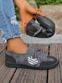 拼色运动鞋 - 拼色休闲运动鞋 - 系带，轻便，软底 - 散步，滑冰，日常穿着 - 女士 - 舒适，时尚，多功能 - 迈向时尚与舒适 - 灰色 - 查看 2