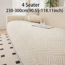 1 件提花毛绒沙发套，现代简约防滑沙发垫，防尘可洗沙发套，L 型沙发 1/2/3/4 座椅保护套，宠物友好型装饰，适合所有季节 - 亞麻白 - 查看 17