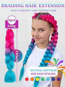 1 Pack 100g/Pack 24 Inch Heat Resistant Jumbo Synthetic Braiding Hair Extensions, Suitable For Twist Braids And Crochet Braids - Multicolor - View 5