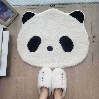 1pc Cartoon Panda Faux Wool Rug, Ins Style Bedroom Bedside Carpet, Home Use Tatami Mat, Window Sill Mat, Vanity Mat, 40x60cm Small Size