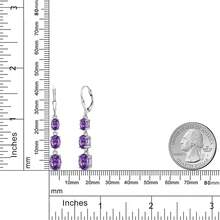 Gem Stone King 3-Stone Leverback Drop Dangle Earrings Women |   925 Sterling Silver |   Gemstone Birthstone |   Oval 8X6MM 7X5MM And 6X4MM |   Fine Jewelry Gifts Her Mom Women Wife - 紫水晶,二月 - 查看 6