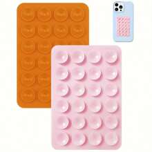 4pcs/Set Silicone Suction Cup Phone Holder, Waterproof Sticky Base Fit Most Phones, Selfie Video Universal Finger Grip, Black/White/Purple/Orange Colors; 2pcs/Set Black-Pink/White Colors