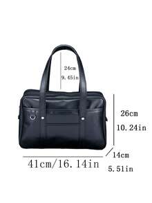 Stylish Japanese School Uniform Style Tote Bag, Versatile For Commuting, Laptop, Travel, Casual Wear, Minimalist Design, High-Quality Solid Color Large Capacity Women Shoulder Handbag - Black - View 6