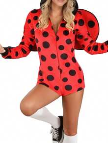 Womens Cute Funny Ladybug Cosplay Halloween Costumes - Đỏ - Xem 3