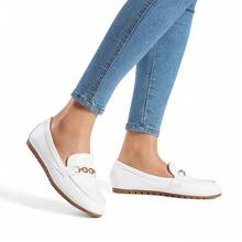 Penny Loafers For Women Casual Comfortable Slip On Flat Lightweight Arch Support Leisure Work Shoes Comfort Walking Driving Dress Shoes - trắng - Xem 8
