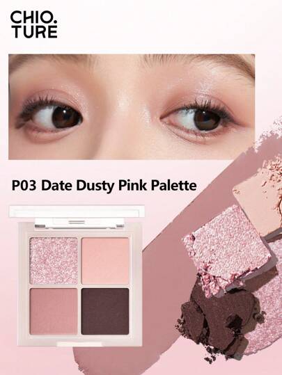 CHIOTURE Four-Color Eye Shadow All-In-One Daily Eyeshadow Palette With Premium Texture Long-Lasting, Highly Pigmented, No Fallout, Essential Natural Look For Commute, Halloween And Evening Events