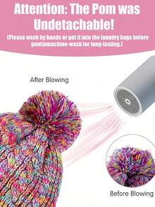 4 件套儿童针织绒球冬帽、围巾和手套套装，女童男童幼儿保暖针织连帽围脖套装 - 彩色 - 查看 9