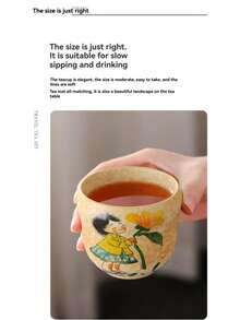 1 件 270ml/9.5oz 陶瓷握咖啡杯，可爱卡通设计高品质礼品杯，家用抹茶茶杯，办公室女士使用，适合朋友和情侣生日礼物 - 彩色 - 查看 6