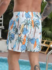 100% Polyester Tropical Drawstring Beach Pants - 衝浪板 - 查看 2