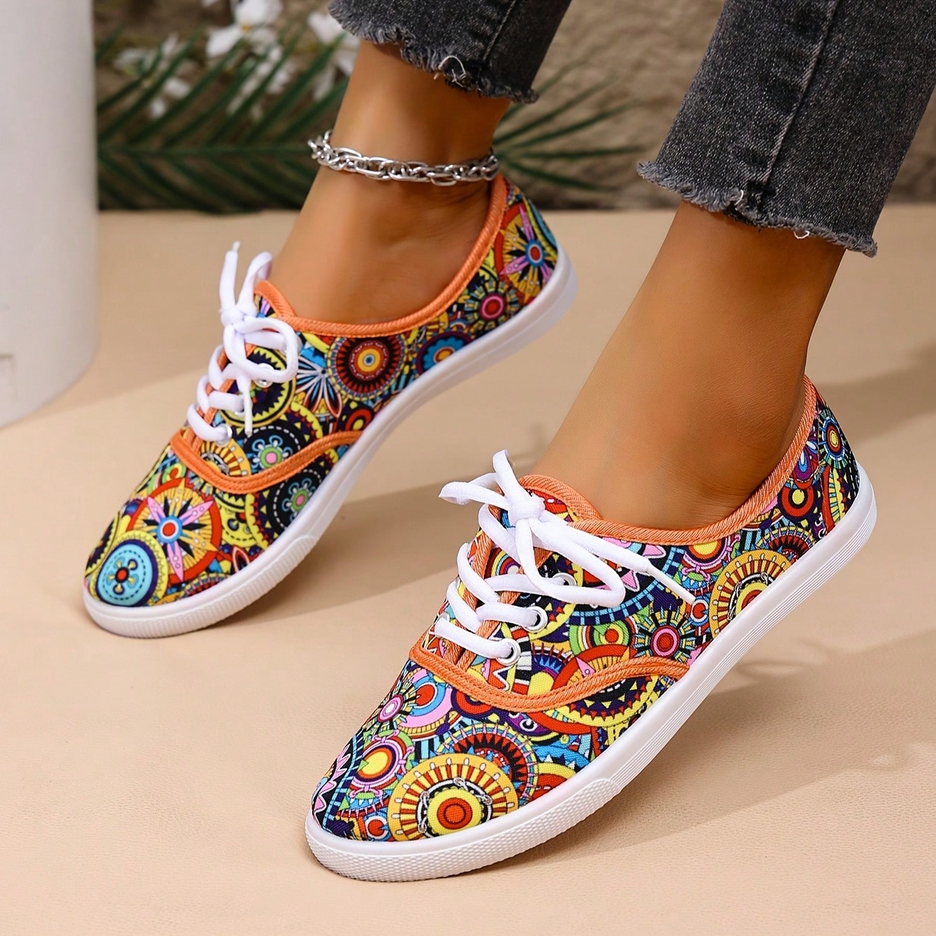 Zapatos de lona cómodos con cordones para mujer - Zapatillas casuales suaves y transpirables, adecuados para caminar y correr