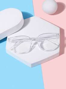 1 pieza Gafas sin receta de marco cuadrado de acrílico con borde completo, estilo bohemio, para adolescentes de 14 a 16 años, adecuadas para salidas y lectura diaria