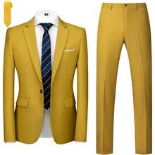 Men's Slim Fit 2-Piece Tuxedo Suit One-Button Jacket & Pants Set For Wedding, Prom, And Formal Events - Aqua - View 9