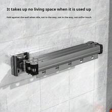 Tendedero de ropa montado en la pared, plegable y retráctil de 3 pliegues para almacenamiento en la lavandería - Multicolor - Ver 5