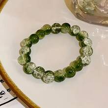 Fashionable Transparent Cracked Glass Bead Elastic Bracelet - Handmade Fashion Accessory,Wedding Anniversary,Birthday Gift,Christmas Gift - 綠色 - 查看 2