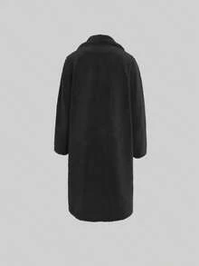 Áo khoác nỉ dài tay cổ bẻ dáng thường ngày dành cho nữ, màu đen thu đông. - màu đen - Xem 4