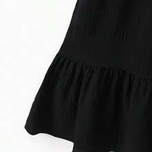 PatPat Kid Girl Ruffled Boho Casual Maxi Dress With Pockets - màu đen - Xem 3