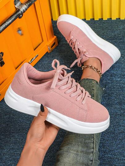 Damen rosa Soft Girl modische Flach-Sneaker, bequem für Reisen, Pendeln, Lässig, Schule, geeignet für Feiertage, Partys, Treffen