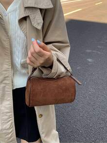 حقيبة كروس بودي من الجلد المدبوغ الفاخرة للنساء، حقيبة كتف صغيرة مع حزام قابل للتعديل، حقيبة كروس بودي باللون البني