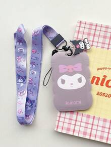 1pc Lanyard ID Card Holder, Curved Edge, Can Hold ID Card, Metro Card, Pass Card, Suitable To Hang On Student Backpack