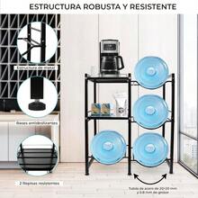 Soporte de estantería con estantes para 4 botellas de agua, organizador de acero duradero con 3 niveles con estantes de almacenamiento para vasos de cocina y oficina (negro) - Negro - Ver 7
