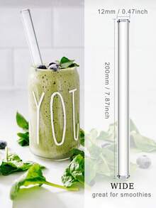 4 Pcs Boba Straw Glass Smoothie Straw Reusable Drinking Straw, Reusable Glass Clear Boba Straws And Brush, 14mm X 215mm Long Extra Wide Drinking Smoothie & Bubble Tea Straws, Vegetable Salad & Milkshake Straws