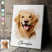 1 Custom Personalized Pet Portrait Canvas - Custom Watercolor Dog And Cat Wall Art, Unique Gift For Pet Lovers, Memorial Home Decor For Living Room, Bedroom, And Office, Frameless Canvas - Multicolor - View 5