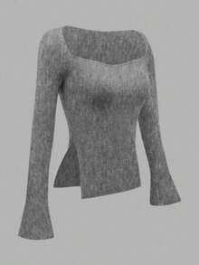 Blusa de punto acanalado sólida, cómoda y elegante para citas por la noche en primavera y otoño, Maija Mujeres, Blusas para Mujer, Atuendos de Festival, Ropa, Atuendos para Salir, Blusa de Ganchillo, Todo Blanco, Old Money, Ropa de Mujer de Otoño, Otoño, Ropa de Vuelta al Colegio