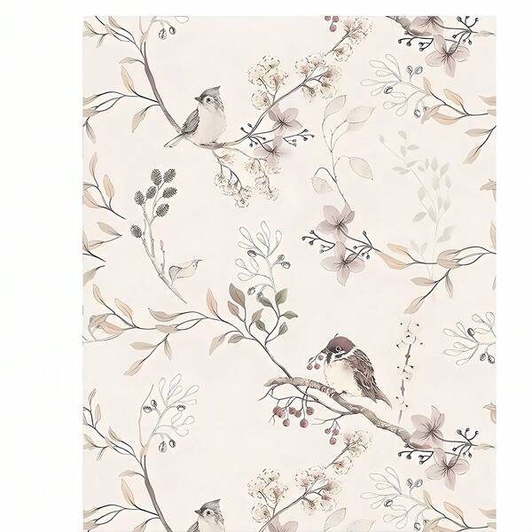 A Roll Of Self-Adhesive Wallpaper With A Small Bird Standing On A Tree Branch, Measuring 17.7 Inches X 18.1 Inches, Is Waterproof And Can Be Pieced Together. It Is Suitable For Home Decoration, Wall Decoration, Living Room, Bedroom, Study Wall Stickers, Sofa, TV Background Wall Decoration Stickers, Waterproof, And Old Furniture Renovation Wall Paper Room Decor Kitchen Living Room Decor