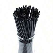 50 Pcs  Independently Packaged Black Straws: Disposable Drinking Tools Such As Milk Tea And Juice, Hygienic And Practical - 黑色 - 查看 3