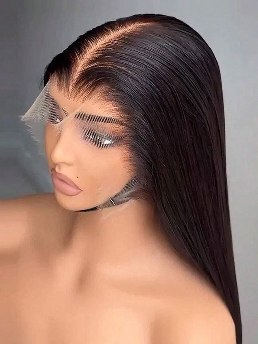 13X6 HD Transparent Lace Front Wigs Brazilian 15A Human Hair Straight Lace Front Wigs Swiss Lace Pre Plucked 13X4 Transparent Lace Wigs With Baby Hair Natural Black Hair For Women 200Density - Natural Black - 查看 1
