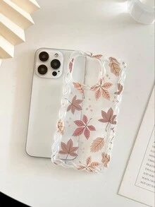 Maple Leaf Painted Braided Wave Edge Minimalist High-End TPU Painted Anti-Fall Phone Case Protective Cover With Handmade Beaded Bracelet Accessory, Compatible With IPhone 16/11/16Pro/16Plus/16ProMax/16E/15ProMax/13/14/12/XS/XR/7G/8PXR/7/8, Painted Compatible With Iphone 15ProMax, Apple 13, 14, 11 Soft Case, P12 Anti-Fall X, 12/14 Painted TPU Anti-Fall Soft Case Phone Case Waterproof Shockproof Scratch Resistant