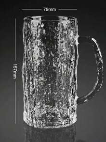 1-Pack Large-Capacity Craft Beer Glass - Glacier Cup With Bark Texture, Handle, Thickened Glass - Home Use Drinking Cup - Multicolor - View 11