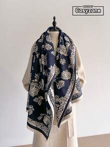 1pc Elegant Plant & Tree Pattern Jacquard Scarf, Warm & Versatile For Women, Suitable For Air-Conditioned Rooms, Autumn/Winter