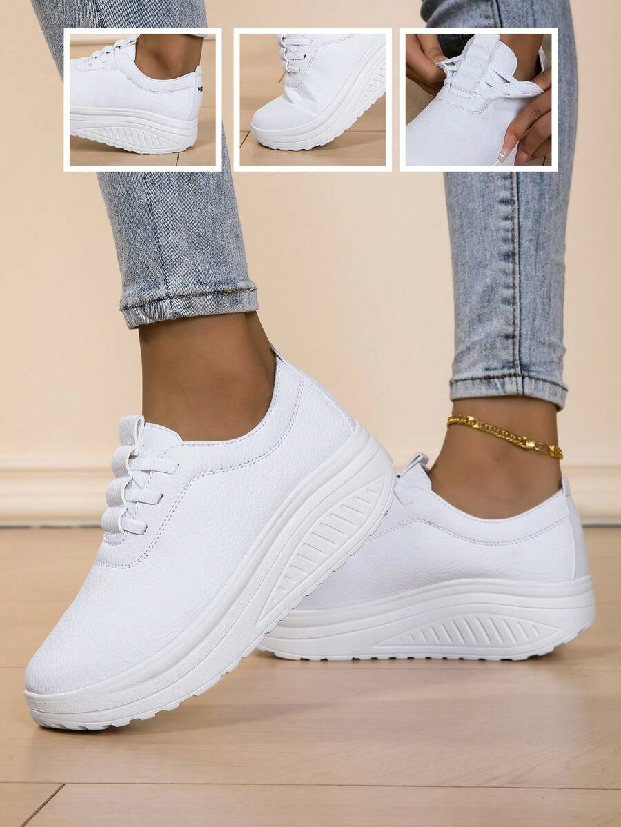 Autumn/Winter New Thick Sole Women Shoes, Casual Shake Shoes, Height Increasing Shoes, Solid Color Shoes, Dirt-Resistant, Fashion Design, Versatile Women Shoes