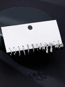 6 أزواج من أقراط حلقية صغيرة ناعمة بتصميم هندسي بسيط على شكل ماس