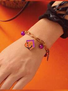 1 Braccialetto a catena con ciondolo a forma di zucca, pipistrello, ragnatela e fantasma, di moda per ragazze, adatto per occasioni festive