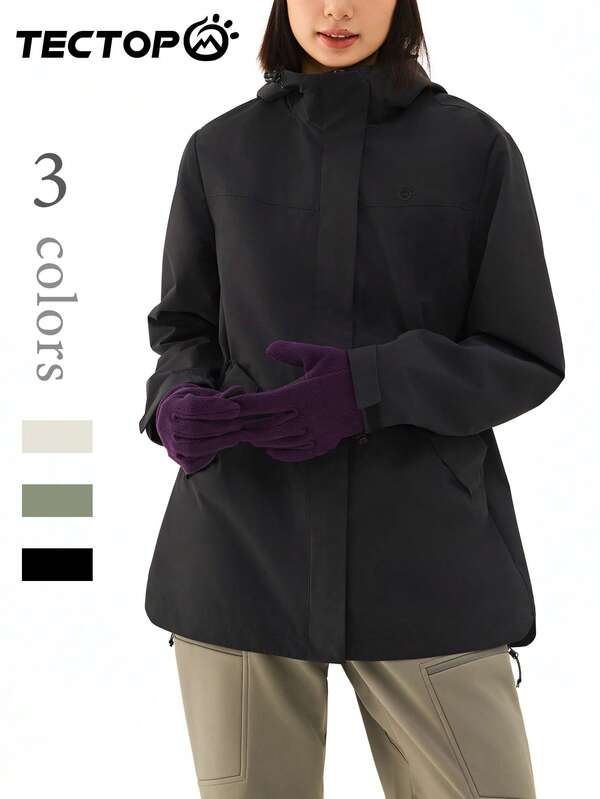 TECTOP Women's Autumn/Winter Thermal Lined Jacket, Wind & Water Resistant, Breathable, Outdoor Hiking Coat, Waist Cinched Design, Two Large Pockets