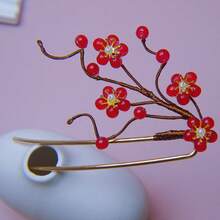 1件韩式优雅装饰发饰，白色仿珍珠梅花金属发夹，长16厘米，不褪色，时尚精致，适合女性和女孩日常佩戴，可用于装饰头发。可伸缩大号U型发夹，女性和女孩发饰，可爱侧梳，发髻延长器，发髻造型器，发髻垫，发夹，发卡，头饰，发型发饰 - 彩色 - 查看 17