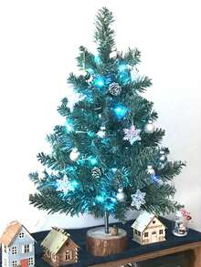 1pc Artificial Mini Christmas Tree Decoration Realistic And DIY Fake Tree Plant Ornament Suitable For Christmas Party,New Year,Holiday Home & Office,Family Gatherings Decor Supplies Home Decor Christmas Decorations Room Decor - Multicolor - View 3