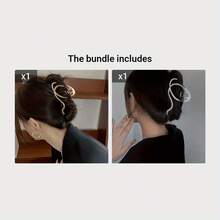 One Metal Wave Hair Clip, Simple Style, Non-Slip Ponytail Holder, Women's Hair Accessory - 金色 - 查看 7