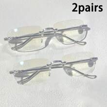 1 Stück/2 Stück/3 Stück Damen randlose leichte Mode Brillen mit klaren Gläsern für einen Vintage Look, klare Brillen Accessoires für Frauen