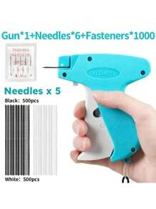 1pc Fine Stitch Gun Stitchy Quick Clothing Fixer For Clothes,Micro Tagging Gun For Clothing With 6 Fine Needles & 1000 Pcs Fasteners,Mini Speedy Sticky Sewing Hemming Tool