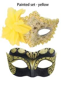 2 piezas Nuevo Juego de Máscara Floral Brillante de Alta Gama 2025, Máscara Superior con Patrón de Dragón Pintado Unisex, Decoración para los Ojos para Belleza, Fiesta de Halloween, Varios Eventos