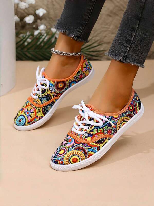 Comfortable Women's Canvas Lace-Up Shoes - Soft Breathable Casual Sneakers For Walking & Running