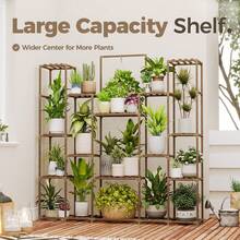 Large Plant Shelf Plant Stand Indoor Hanging Tall Outdoor Plant Holder Wood For Multiple Plants Plant Rack For Living Room Garden Balcony Flower 17 Pots Wide - Brown - View 6
